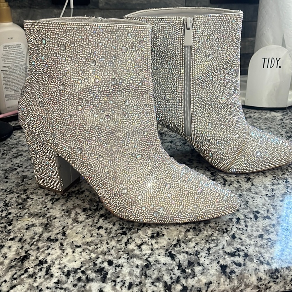 Exclusive, Betsey Johnson x Torrid  rhinestone booties, size 12